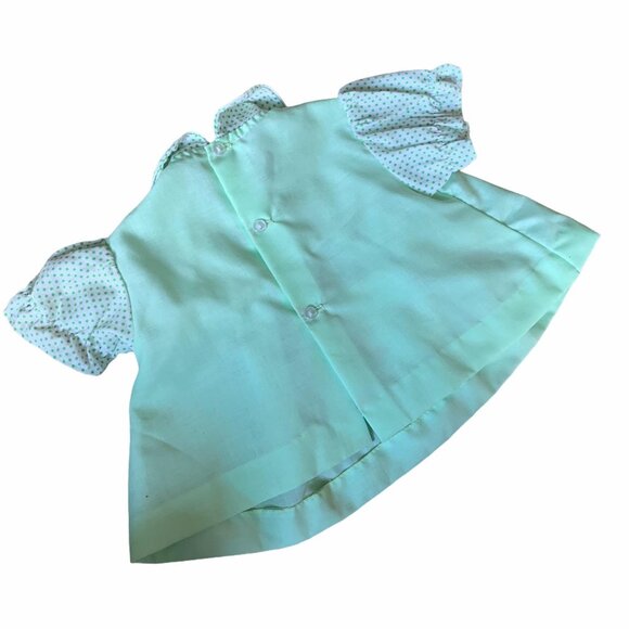 Vintage Seafoam Green Swiss Dot Mouse Embroidered Dress 0-3 Months - Picture 6 of 9